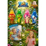 POLER TOYS Pufix Dökülmeyen Üflemeli Köpük Baloncuk Oyuncağı Akmayan Şişeli Hayvan Figürlü