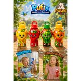POLER TOYS Pufix Dökülmeyen Üflemeli Köpük Baloncuk Oyuncağı Akmayan Şişeli Meyve Figürlü