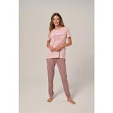 POLEREN 7118 YARIM KOL PİJAMA TAKIMI PEMBE XL