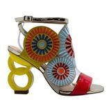 Poletto Hakiki Deri Nar-Pudra-Sarı-Altın Sandalet Topuklu 6564 158 V1 - Nar - Kum