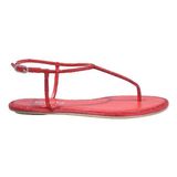 Poletto Hakiki Deri /tekstil Kırmızı Sandalet Düz Terlik 0197 29