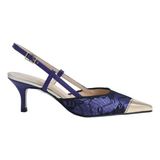 Poletto Hakiki Deri /tekstil Mor-Altın Ayakkabı Stiletto 9841 59 - Mor - Altın