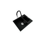 POLEX Cristalüx Granit Eviye P-04+Spiralli Siyah