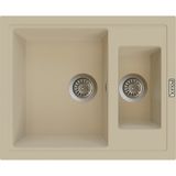 POLEX Cristalüx Granit Evye P-04 Bej 1,5 Gözlü Tezgah Altı Ve Tezgah Üstü Kare Mutfak Evyesi 59,5x49cm