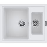 POLEX Cristalüx Granit Evye P-04 Beyaz 1,5 Gözlü Tezgah Altı Ve Tezgah Üstü Kare Mutfak Evyesi 59,5x49cm