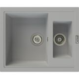 POLEX Cristalüx Granit Evye P-04 Gri 1,5 Gözlü Tezgah Altı Ve Tezgah Üstü Kare Mutfak Evyesi 59,5x49cm