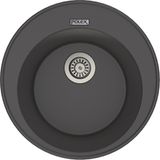 POLEX Cristalüx Granit Evye P-06 Antrasit Tezgah Altı Ve Tezgah Üstü Oval Mutfak Evyesi 51,5x51,5cm