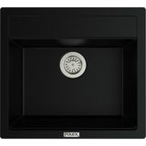 POLEX Cristalüx Granit Evye P-08 Siyah Tezgah Altı Ve Tezgah Üstü Kare Mutfak Evyesi 55,5x50cm
