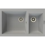 POLEX Cristalüx Granit Evye P-1,75 Gri 1,5 Gözlü Tezgah Altı Ve Tezgah Üstü Mutfak Evyesi 81x50,5cm