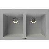 POLEX Cristalüx Granit Evye P-2XLN Gri 2 Hazneli Tezgah Altı Ve Tezgah Üstü Mutfak Evyesi 80,5x51,5cm