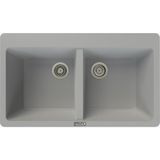 POLEX Cristalüx Granit Evye P-N9 Gri 2 Hazneli Tezgah Altı Ve Tezgah Üstü Mutfak Evyesi 86x50,5cm