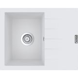 POLEX Cristalüx Granit Evye P-S60 Beyaz Tezgah Altı Ve Tezgah Üstü Kare Mutfak Evyesi 60,5x49,5cm