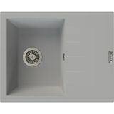POLEX Cristalüx Granit Evye P-S60 Gri Tezgah Altı Ve Tezgah Üstü Kare Mutfak Evyesi 60,5x49,5cm