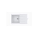 POLEX Cristalüx Granit Evye P-SX1 Beyaz Tezgah Altı Ve Tezgah Üstü Mutfak Evyesi 86x49,5cm