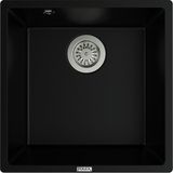 POLEX Cristalüx Granit Evye P-X40 Siyah Tezgah Altı Ve Tezgah Üstü Kare Mutfak Evyesi 53,8x44cm