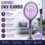 Polham 105 CM Uzatılabilir Elektrikli Sinek Öldürücü Raket, Şarjlı 2800V Yüksek Voltajlı, 360 Dönebilen Başlıklı Sinek Ö