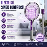 Polham 105 Cm Uzatılabilir Elektrikli Sinek Öldürücü Raket, Şarjlı 2800V Yüksek Voltajlı, 360 Dönebilen Başlıklı Sinek Öldürücü