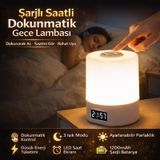Polham 1200MAH Şarjlı Saatli Dokunmatik LED Masa Lambası, 3 Işık Modlu, Parlaklık Ayarlı Gece Lambası - Beyaz