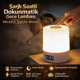 Polham 1200mAh Şarjlı Saatli Dokunmatik LED Masa Lambası, 3 Işık Modlu, Parlaklık Ayarlı Gece Lambası