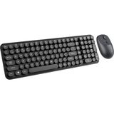 Polham 2.4ghz Kablosuz Retro Klavye ve Mouse Seti, Tak Çalıştır Tüm Cihazlara Uyumlu Klavye Mouse Seti - Siyah