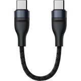 Polham 25CM 60W Süper Hızlı PD Type C to Type C Şarj Kablosu, Kısa Halat Örgülü Kopmaz Kırılmaz Kablo - Siyah