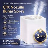 Polham 3 Litre Ultrasonik Hava Nemlendirici, Buhar Makinası Sprey, Koku Eklenebilir Çift Püskürtmeli Nemlendirici