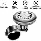 Polham 360 Derece Dönebilen Direksiyon Çevirme Topuzu – Tüm Araçlarla Uyumlu, Kamyon, Tır, Traktör, Direksiyon Çevirme Topuzu Gümüş