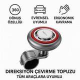 Polham 360 Derece Dönebilen Direksiyon Çevirme Topuzu – Tüm Araçlarla Uyumlu, Kamyon, Tır, Traktör, Direksiyon Çevirme Topuzu Kırmızı