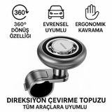 Polham 360 Derece Dönebilen Direksiyon Çevirme Topuzu – Tüm Araçlarla Uyumlu, Kamyon, Tır, Traktör, Direksiyon Çevirme Topuzu Siyah