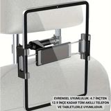 Polham 4.7 Inch ve 12.9 Inch Uyumlu Araç Arka Koltuk Için Telefon ve Tablet Tutucu, 360 Derece Dönebilen Tablet Tutucu - Siyah