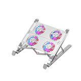 Polham 4 Fanlı Rgb Işıklı Laptop Soğutucu Stand, 7 Kademeli Yükseklik Ayarlı Portatif Taşınabilir Stand