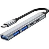 Polham 5in1 Type C To 3x Usb, 2x Pd Type C Çoğaltıcı Çevirici Hub, Klavye, Mouse,usb Okuyucu Adaptör - Gri