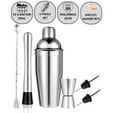 Polham 6 Parça 750ml Paslanmaz Çelik Kokteyl Shaker Seti Ev Ve Bar İçin İdeal, Sızdırmaz Kapaklı