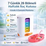 Polham 7 Günlük 28 Bölmeli Haftalık İlaç Kutusu – Kilitli Kapak, Bpa İçermez, Günde 4 Zamanlı İlaç Ve Takviye Düzenleyici