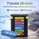 Polham 7 Günlük 28 Bölmeli Haftalık İlaç Kutusu – Kilitli Kapak, BPA İçermez, Günlük Takviye Düzenleyici Siyah
