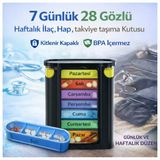 Polham 7 Günlük 28 Bölmeli Haftalık İlaç Kutusu – Kilitli Kapak, Bpa İçermez, Günlük Takviye Düzenleyici