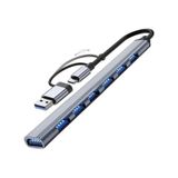 Polham 7in1 Type C/USB to 7x USB 3.0 Çoğaltıcı Okuyucu Hup Adaptör, Klavye, Mouse, Yazıcı, USB Okuyucu