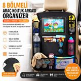Polham 8 Bölmeli Araç Koltuk Arkası Organizer Tablet Bölmeli Fileli Oto Koltuk Arkası Eşya Düzenleyici