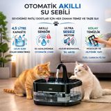 Polham Akıllı Otomatik Kedi Köpek Su Sebili 4.5L | Sessiz Motorlu Sensörlü Pet Su Pınarı | Karbon Filtreli Akıllı Su Kabı