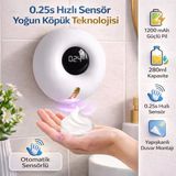 Polham Akıllı Sensörlü Köpük Sabunluk 280ml | 0.25s Hızlı Sensör | Şarjlı | Dijital Ekranlı Otomatik Sabunluk