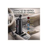 Polham Araç İçi Su Isıtıcı 470 ML – Dijital Sıcaklık Göstergeli Taşınabilir Termos | 12V Çakmaklık U