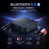 Polham Bluetooth 5.0 Ses Alıcı Ve Verici Rx/Tx | Tv İçin Kablosuz Kulaklık Adaptörü | 3.5Mm & Rca Destekli