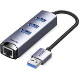 Polham Jazos 4in1 Type C To 1x 5gbps Rj45 Ve 3x Usb Çoğaltıcı Okuyucu Adaptör, Klavye, Mouse Okuyucu Siyah