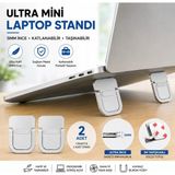 Polham Metal 2 Adet 5mm 3m Yapışkanlı Katlanabilir Ultra Mini Laptop Standı,portatif Taşınabilir - Gri