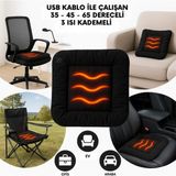 Polham Nano Isıtmalı Koltuk Minderi | 3 Kademeli 35°-45°-65° | Ofis, Ev, Araç Uyumlu Isıtıcı Minder, 42×42 cm - Siyah