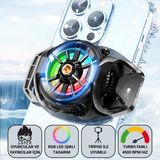 Polham Oyuncular ve Yayıncılar Için Telefon Soğutucu | Rgb LED Işıklı Tasarım | 4500 Rpm Turbo Fan | Tripod Uyumlu Sessiz Soğutma - Siyah