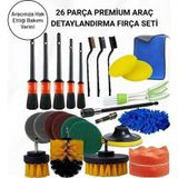 Polham Premium 26 Parça Ful+Ful Profesyonel Araç Detaylı Temizlik Seti, Matkap Uçlu Ultra Sağlam Tam Set