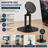 Polham Pro Seri Açı ve Yükseklik Ayarlı Manyetik Telefon ve Tablet Tutucu Stand, Kaydırmaz Masaüstü Dönebilen Stand - Siyah