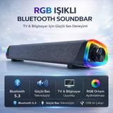 Polham Rgb Işıklı Bluetooth 5.3 Soundbar Hoparlör | Güçlü Bas | Aux 3.5Mm Giriş | Tv & Bilgisayar Ses Sistemi