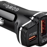Polham Süper Hızlı 78W 1Xusb Ve 2X Pd Type-C Araç Şarj Cihazı, 12/24V Çakmaklık Akım Ve Isı Korumalı